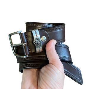 GP & Max Brown Leather Belt made in Italy Italian Vera pelle classic